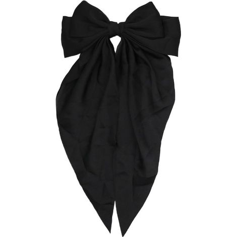 Barrettes à gros nœud, couleur unie, style français, avec long ruban en satin soyeux, accessoires pour cheveux (femmes et filles), noir, 40 x 20 cm. (1/4)