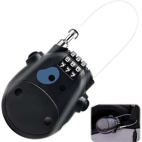 Câble antivol à code – Mini cadenas pour vélo enfant, trottinette électrique, casque et bagages – Antivol léger à câble rétractable pour e-scooter, vélo et roller avec combinaison chiffrée (1/5)