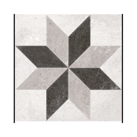 Carrelage sol / mur effet ciment motif étoile 20x20 cm TAITO BLANCO NASSAU (vendu par boite de 1m2) (1/4)