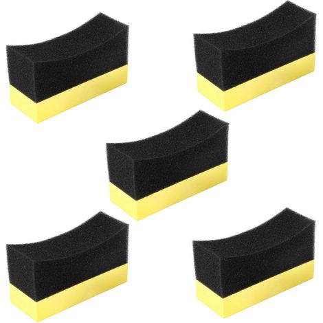 5x professionnel voiture Wheel laveur Curved mousse éponge tampon noir jaune (1/5)