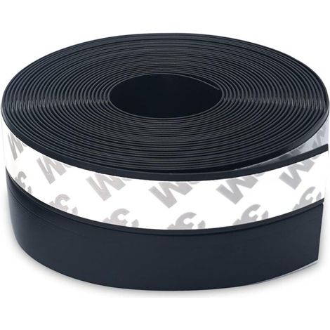 Bas de Porte Adhésif, 5M x 3,5CM Bande d'étanchéité Auto-adhésive de Silicone pour Porte et Fenetre. Protection contre l 'eau, Protection contre les Insectes, Réduction du Bruit (Noir) (1/5)
