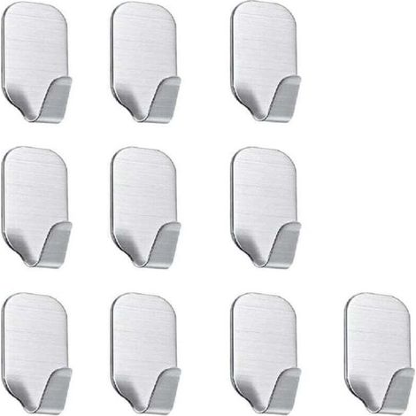 Petits crochets autocollants en acier inoxydable pour suspendre des objets, paquet de 10 (1/4)