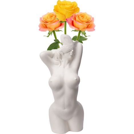 Vase en Céramique Forme Feminine Blanc 9x7x28cm 650g Décor Moderne (1/5)