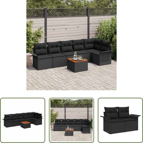 Gartentisch -  Gartensofa-set mit Speicher 7 pcs Schwarz Poly-Rattan (1/5)