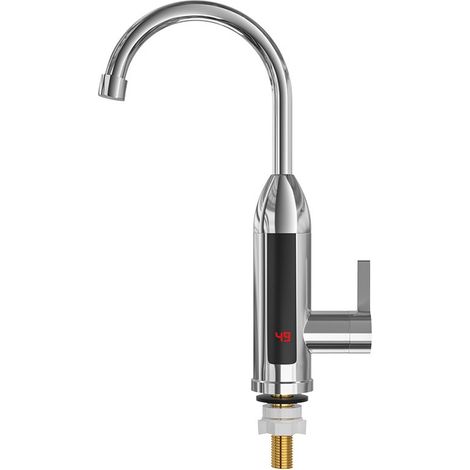 Calentador de agua eléctrico de 3000 W, grifo de agua caliente instantánea, calentador de agua instantáneo sin tanque, color plata. (1/5)