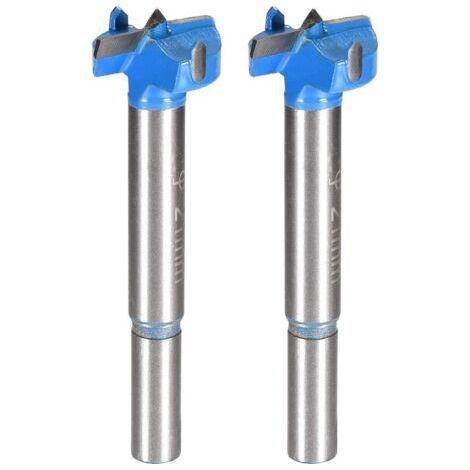 Bois Pour Défonceuse Alésoir Forage Mèche 21mm Dia. Carbure Alliage pointse Acier Rond Jarret Coupe pour Menuiserie Bleu 2Pcs (1/5)