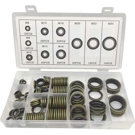 150 joints bonded seal M6 à M24, kit étanchéité pour vis vidange huile et durites haute pression auto (1/4)