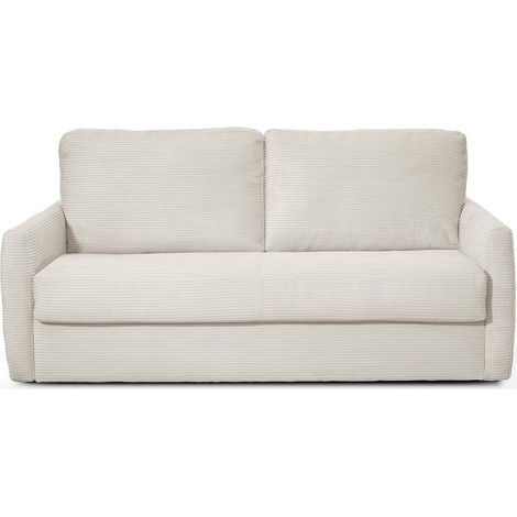 Canapé convertible 3 places en velours côtelé beige - ouverture express - Bianca (1/5)