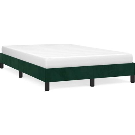 Lit double Lit adulte Cadre de lit sans matelas vert foncé 120x190 cm velours (1/5)