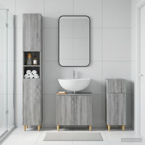 vidaXL 3 Piece Bathroom Cabinet Set ARNHEM Grey Sonoma Engineered Wood (1/5)