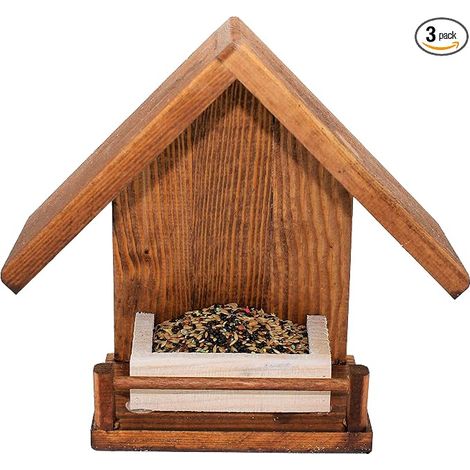 Mangeoire pour Oiseaux en Bois Naturel pour Jardin Balcon Terrasse – Protection Anti-Humidité – Maison d’Oiseaux (1/3)
