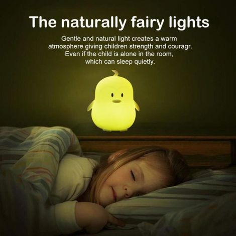 Pingouin Veilleuse Enfant USB rechargeable LED Lampe de chevet en silicone Couleur Changement Télécommande Dimmable Tactile Lumière (1/4)