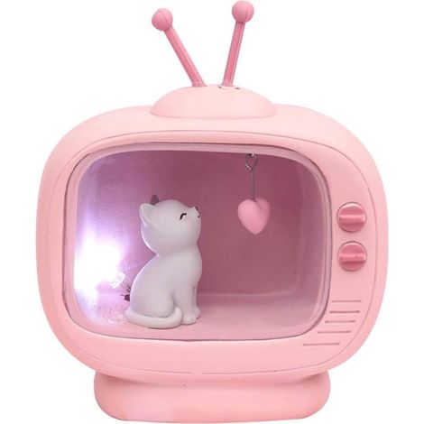 Filiyano – Lampe de chevet décorative pour chambre de petite fille avec chat mignon (lampe en forme de cœur en position assise) (1/5)