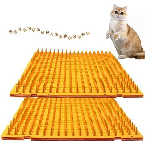 Tapis répulsif pour chat 42 x 32 cm (10 pièces, orange, avec 100 serre-câbles et 40 points ) – Grille répulsif extensible de 1,34 m² avec trous de fixation contre chats et chiens, pour jardin, balcon (1/5)
