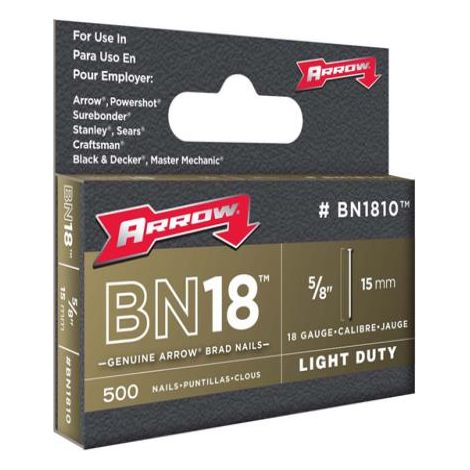 BN1810 Brad Nails Pack 1000 15mm