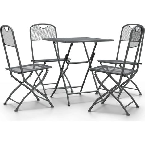Conjunto de muebles de comedor de jardín de 5 piezas malla de metal antracita 020014775 (1/5)