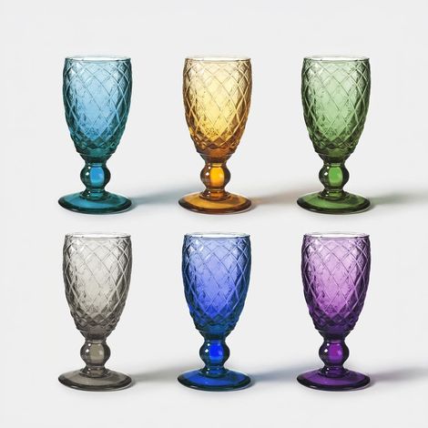 Set 6 calici in vetro decorato Diamond (1/2)