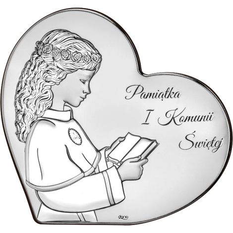Quadro ricordo Prima Comunione in argento per bambina con incisione DS156-A 8 x 7 cm (1/4)