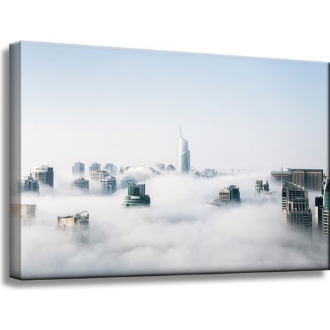 Leinwanddruck Architektur Wolkenkratzer 60x40 USA Himmel Nebel