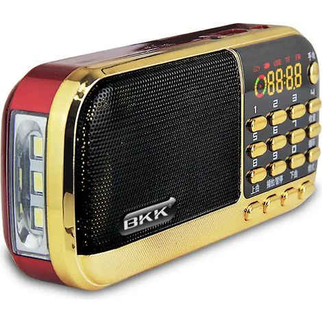 (Rouge) Radio Bluetooth multifonctionnelle, équipée de deux batteries rechargeables de 1200 mAh. (1/5)
