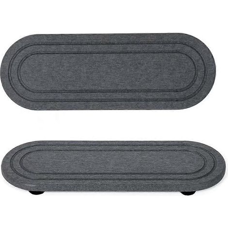 Ensemble de 2 plateaux d'évier en pierre de diatomite, séchage rapide et absorption d'eau, idéal pour la cuisine et la salle de bain (30 x 10 cm) (1/5)