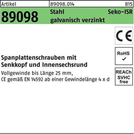 Spanplattenschraube R 89098 SEKO VG ISR 3x30/18 -T10 Stahl galv.verz. 200St. FS