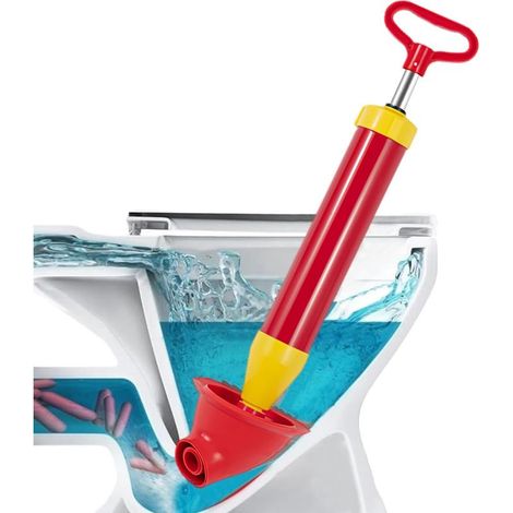 1 - Abflussreiniger - Toilettenpömpel - Hochdruckpumpe für Toiletten und Waschbecken - Rutschfester Griff und Edelstahlstange - Rot (1/5)