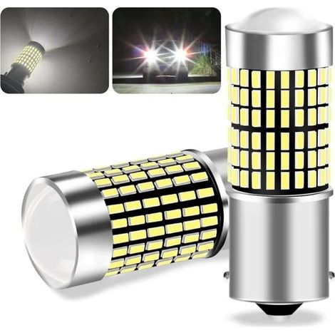 2PCS 1156 BA15S P21W Ampoule LED, Ampoule voiture blanche 144 LED, super lumineuse étanche Convient pour les feux de recul Odipie (1/4)