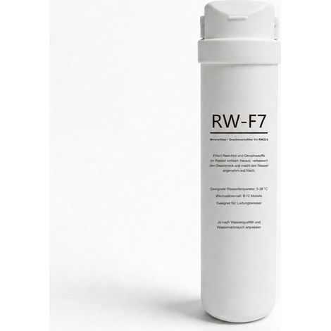 VIESTA® RW-F7 Original-Nachfilter für RW235 Umkehrosmose-Wasserfilter  Filterstufe 3  Mineralisierungs-/Geschmacksfilter  Weicher, ausgewogener Geschmack  Werkzeugloser Wechsel  12–18 Monate (1/2)