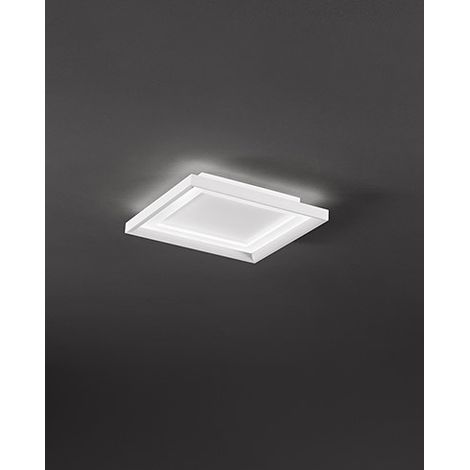 Plafonnier LED Carré en Métal Blanc Mat 30W 3000K, Lampe de Plafond Moderne au Design Minimaliste L.35x35 cm - Perenz, Luminaire d'Intérieur Chic