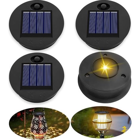 Akynite Lampe Solaire de Rechange pour Lantern 7cm, Blanc Chaud, IP44, 4pcs, 7cm - 4pcs, Moderne, LED, Remplacement de Couvercles Solaires, Lot de 4 (1/5)