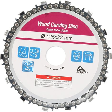 Disque à meuler rouge de 125 mm (5 pouces) pour meuleuse d'angle, disque de scie à bois pour sculpture (chaîne et plateau)