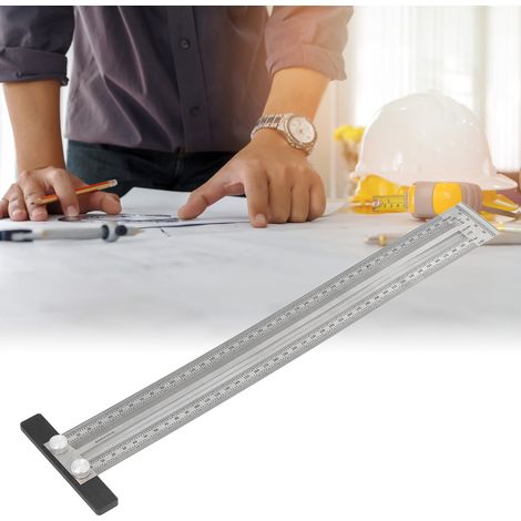 Règle de traçage pour le travail du bois, règle perforée, règle de guidage, règle arrière pour le travail du bois, règle graduée en acier inoxydable, équerre, haute précision 400 mm (1/5)