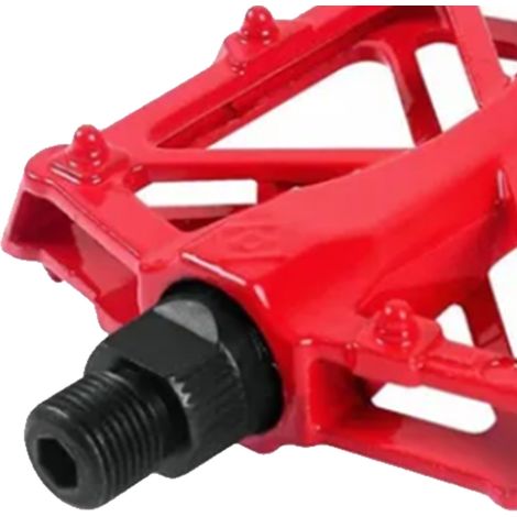 Paar Mountainbike-Pedale aus Aluminium, stabile Hohlkonstruktion, leicht und robust, breite Rennradpedale, rote Farbe, 2er-Set (1/5)