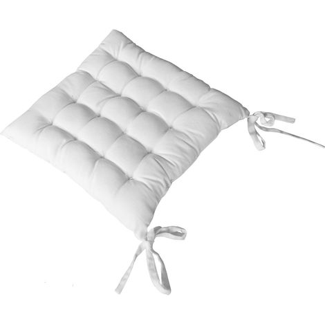 Assise matelassée 38 x 38 x 3 cm LOLA 100% coton coloris BLANC