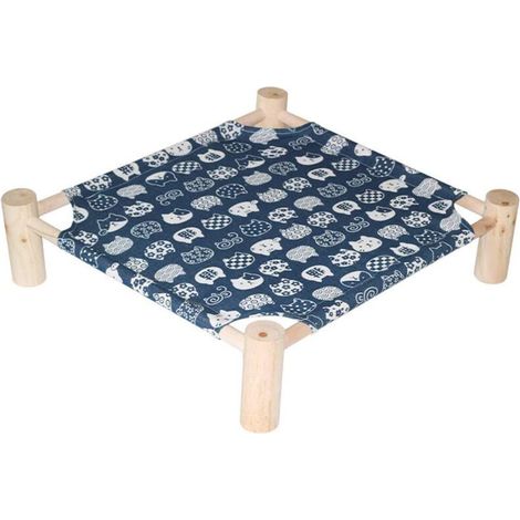 Lit surélevé pour animaux de compagnie, lit de camping surélevé portable, lit pour chat, lit d'été, en maille respirante lavable, lit pour chat antidérapant en bois