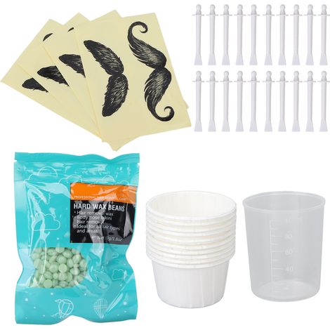 Kit d'épilation à la cire pour le nez, pochoirs professionnels pour la moustache, applicateur de cire, gobelet doseur, kit d'épilation à la cire (1/5)