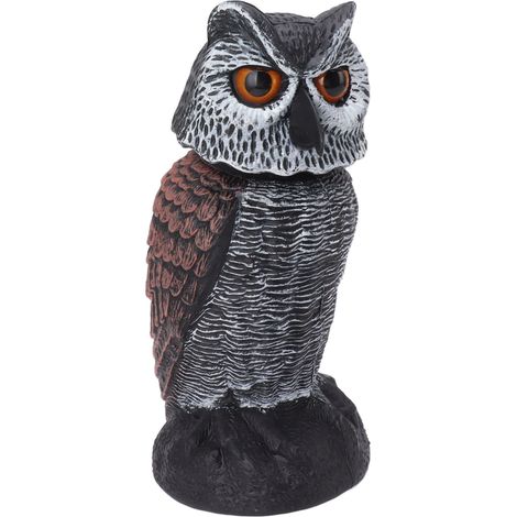 Hibou factice en plastique à tête tremblante pour effrayer les oiseaux - Décoration de jardin extérieure (1/5)