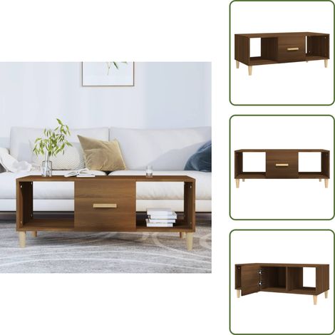 Table basse chêne marron 102x50x40 cm bois d'ingénierie - Table Basse - Meuble Salon - Table D'appoint - Bout De Canapé - Table Design (1/5)