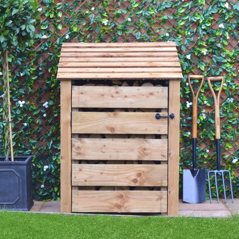Burley 4ft Log Store with Doors - L80 x W89.5x H128 cm - Rustic Brown
