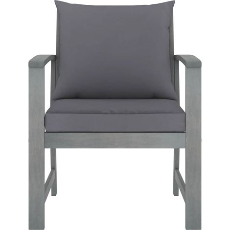 Maison Exclusive - Sedie da Giardino e Cuscini Grigio Scuro 2 pz Massello Acacia (1/5)