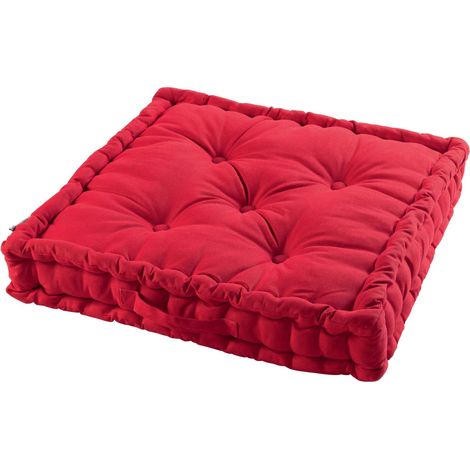 Coussin de sol matelassé en coton Rouge 60cm