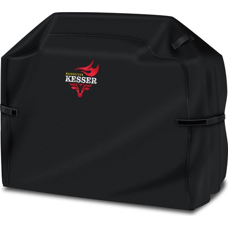 KESSER® Premium BBQ grill cover copertura cofano griglia resistente alle intemperie - per Weber, Brinkmann, Char Broil, tessuto Oxford 600D, Nero / 183 x 66 x 137 cm