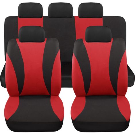 Lupex shop - Coprisedili auto universali modello LS06, set anteriori e posteriori, NO SUV, colore Rosso (1/4)