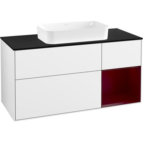 V&B Waschtischunterschrank Wandbeleuchtung Finion 120x60 cm, Reg re Peo, glo white lacquer (1/2)