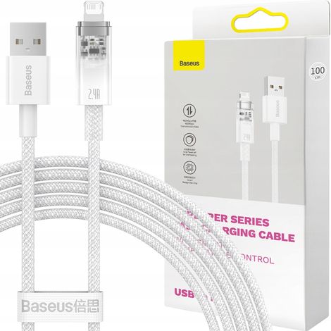 Cable USB a Lightning Baseus Explorer Series 2.4A 2 m Blanco (CATS010102) (1/5)