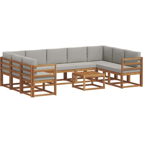 Conjunto de sofás de exterior 10 pcs Gris Natural y Claro vidaXL