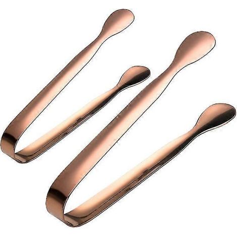 Lot de 2 pinces à sucre et glaçons en acier inoxydable pour le service du thé, du café et des aliments lors de réceptions.-Rose Gold (1/5)