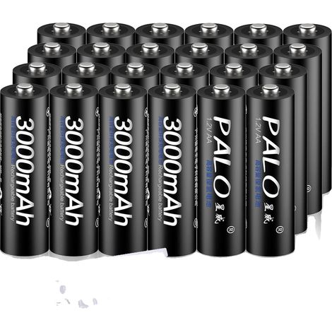 Pilas recargables, capacidad de 3000 mAh, tipo Ni-MH, 24 pilas AA (1/2)