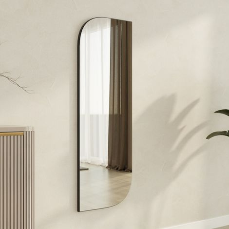 Espejo Librizzi, Forma Rectangular, De Pared, Estructura Transparente, 40x120 cm Alto, Negro (1/5)